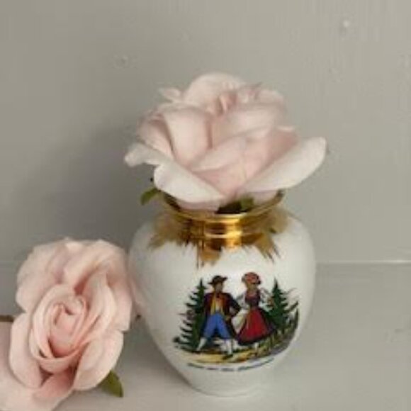 A Mini Vintage Porcelain Hand Painted Gold Trim Bud Vase By Schwarzwald Malsch - Picture 7 of 7